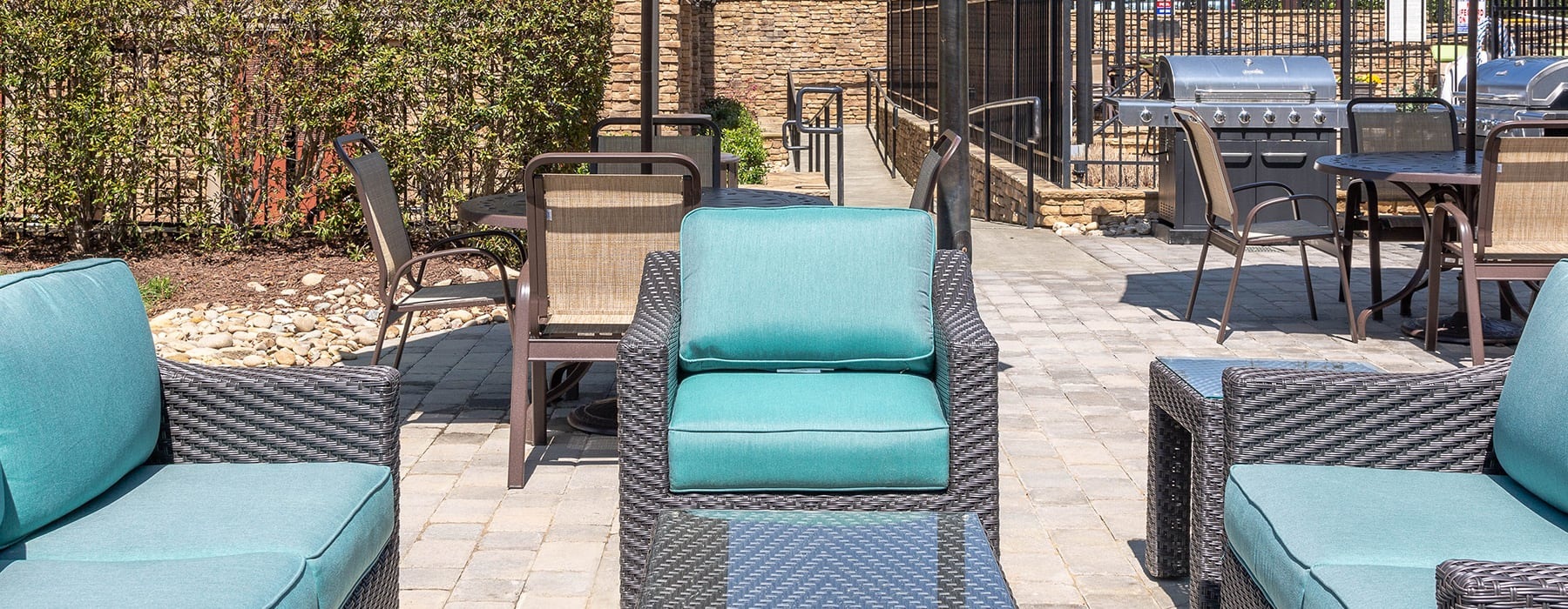 comfortable seating around the pool area
